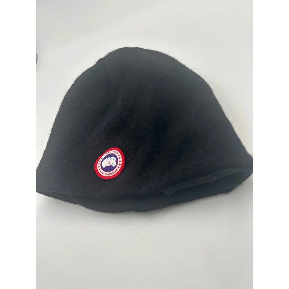 Canada Goose Arctic Program Black Wool Beanie Hat Logo Patch Winter Cap